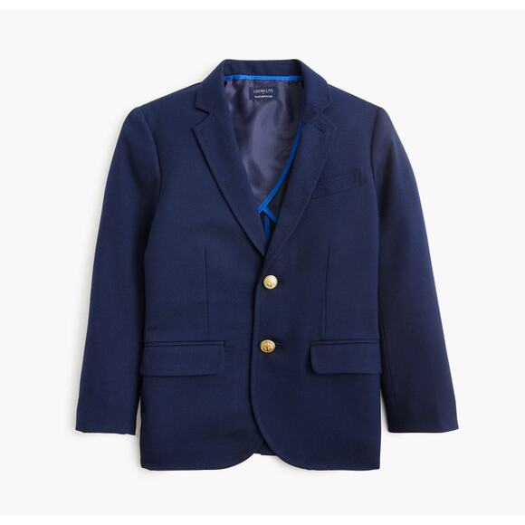 Crewcuts by J.Crew Thompson Legacy Blazer Boys Sz 10 Blue Gold Button Wool Blend - Picture 1 of 7
